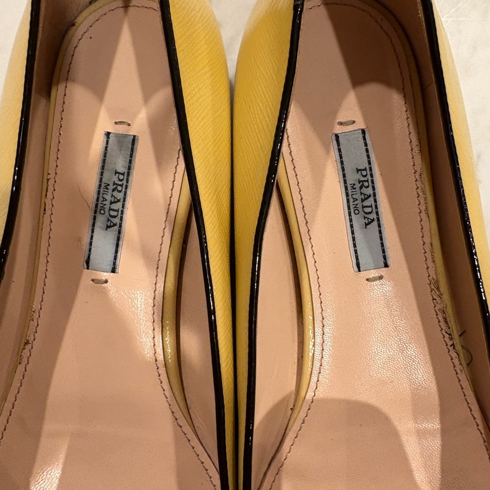 Prada Yellow Flats Sleek Minimalist Design - Picture 9 of 11
